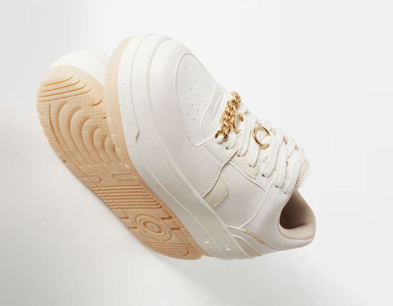 White Women's Bershka Bejeweled Platform Sneakers | qLZdPweeKYx