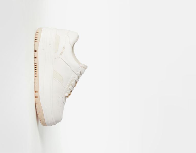 White Women's Bershka Bejeweled Platform Sneakers | qLZdPweeKYx