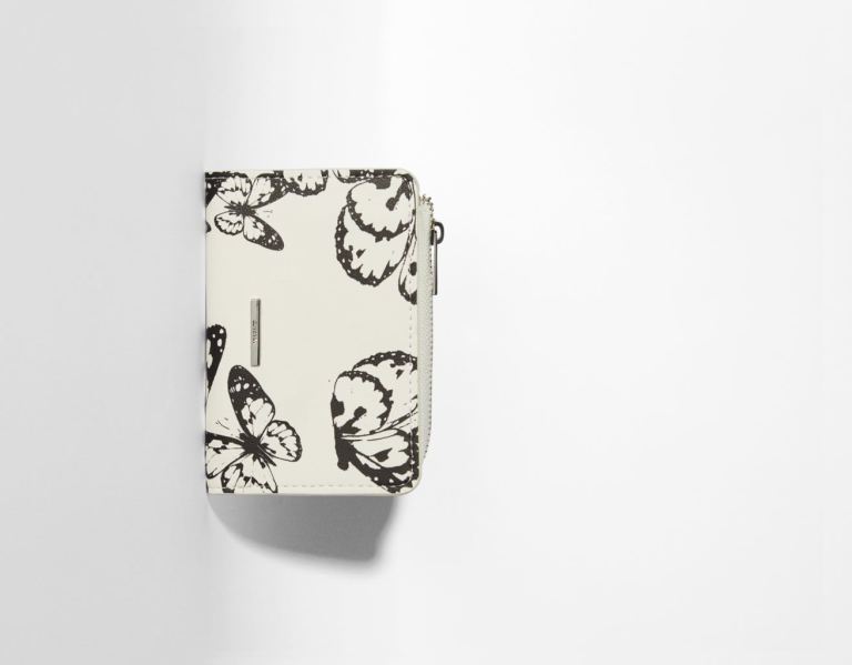 White Women's Bershka Butterfly Print Wallet Bags | qg5nMZbg3ch