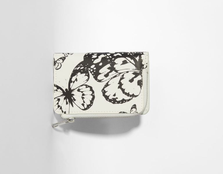 White Women's Bershka Butterfly Print Wallet Bags | qg5nMZbg3ch