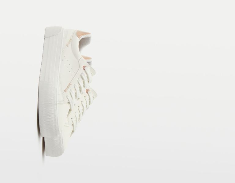 White Women's Bershka Contrast Platform Sneakers | MHwd3wdk72K