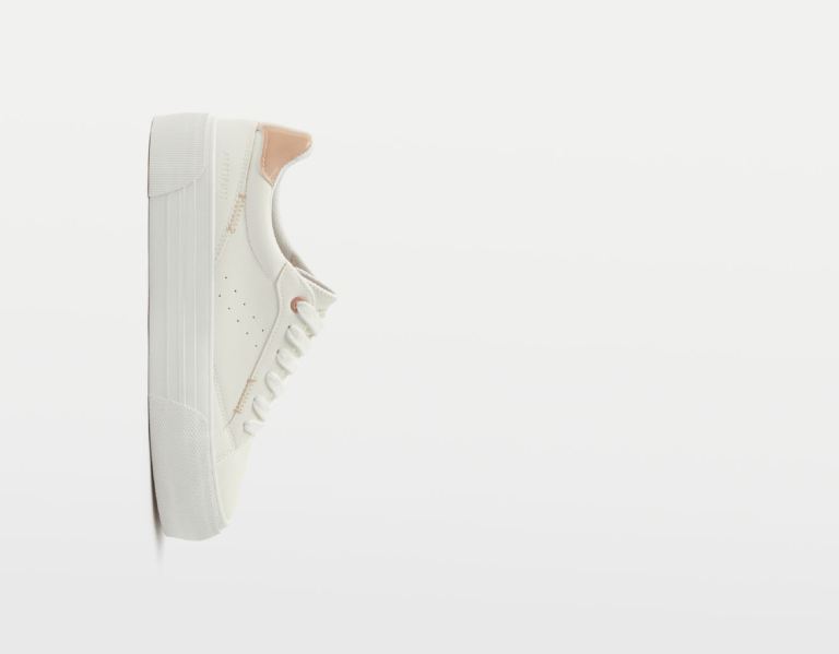 White Women's Bershka Contrast Platform Sneakers | MHwd3wdk72K