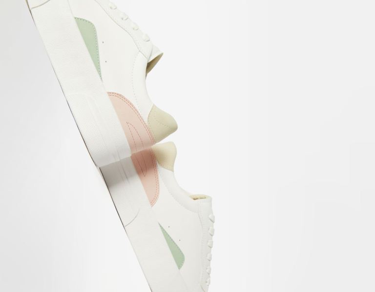 White Women's Bershka Contrast Platform Sneakers | lJCfuscLqej