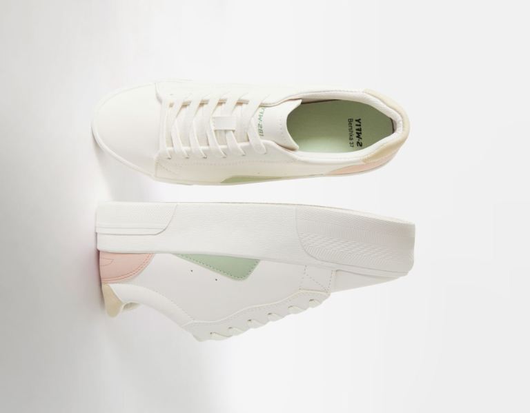 White Women\'s Bershka Contrast Platform Sneakers | lJCfuscLqej