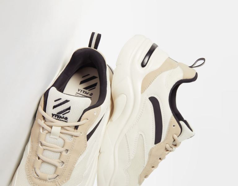 White Women's Bershka Contrasting With Mesh Detail Sneakers | Lq9VVVBS9Wh