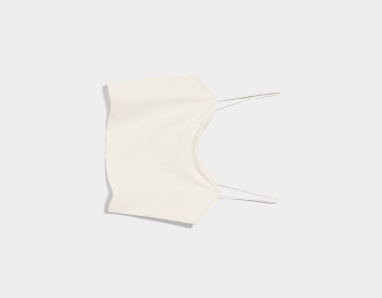 White Women's Bershka Cropped Tank Tops | mp5W5yE6IVl