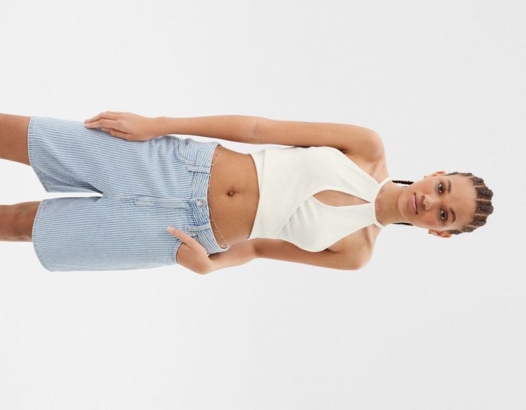 White Women\'s Bershka Crossed With Straps Tops | N7rqTdEH6Yg