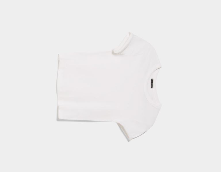 White Women's Bershka Fitted Short Sleeve T Shirts | nUrP1e50FFU