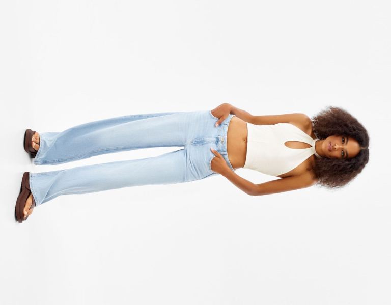 White Women's Bershka Front Cut-out Strappy Tops | lvwLixrbJBS