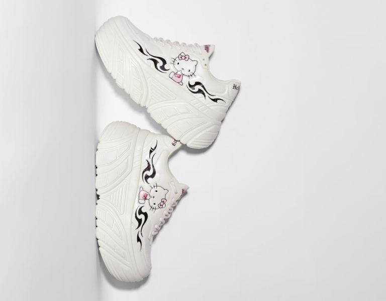 White Women\'s Bershka Hello Kitty High-top Sneakers | JqmWoh3fVKZ