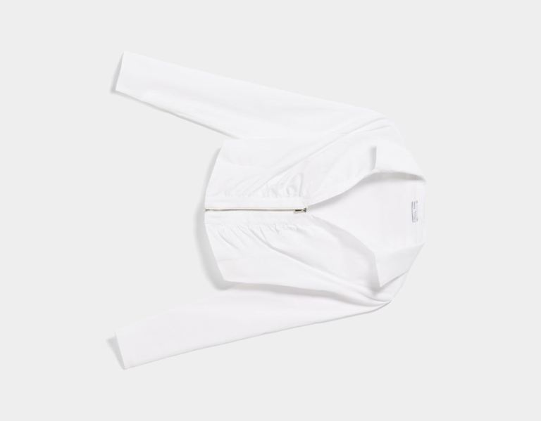 White Women's Bershka Long Sleeve Fitted Poplin With Zipper Shirts | 0e0jNk5pskC