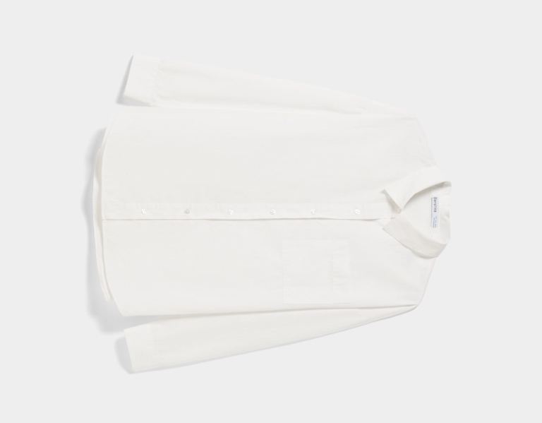 White Women's Bershka Long Sleeve Oversize Poplin Shirts | 0nF7CAb74CK