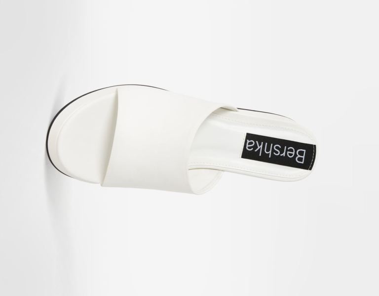 White Women's Bershka Platform Flat Sandals | WJfAASbx06r