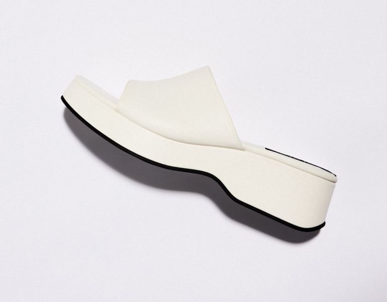 White Women's Bershka Platform Flat Sandals | WJfAASbx06r