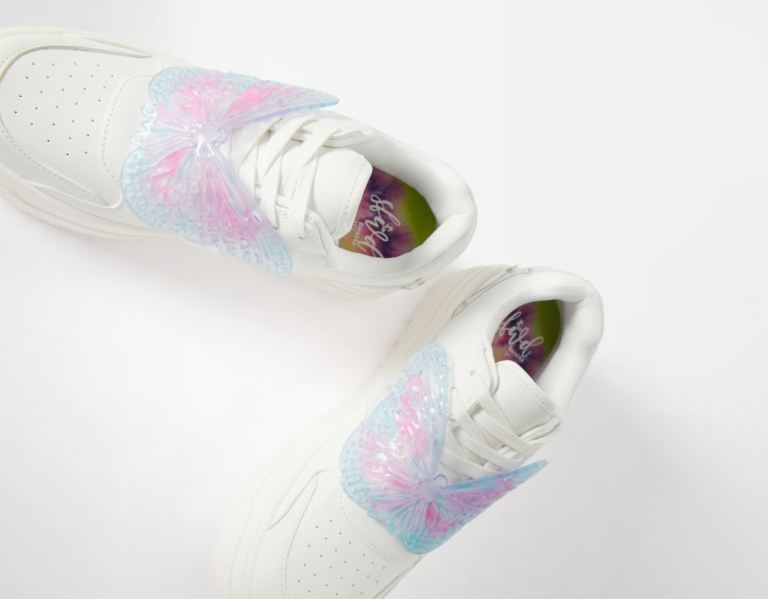 White Women's Bershka Platform With Butterfly Detail Sneakers | Wt47NUDX6AA