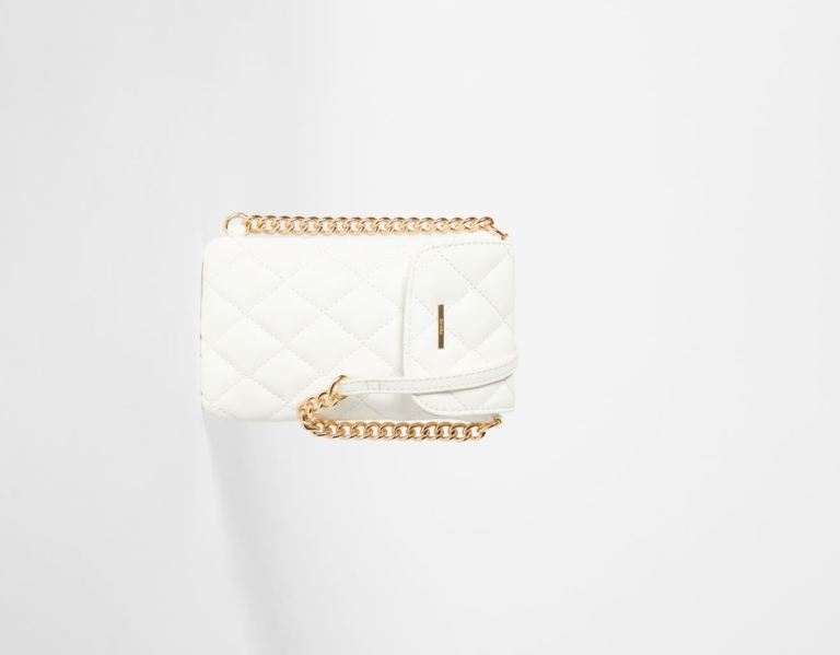 White Women's Bershka Quilted Faux Leather Mobile Phone Bags | LrAA9Fu2t81