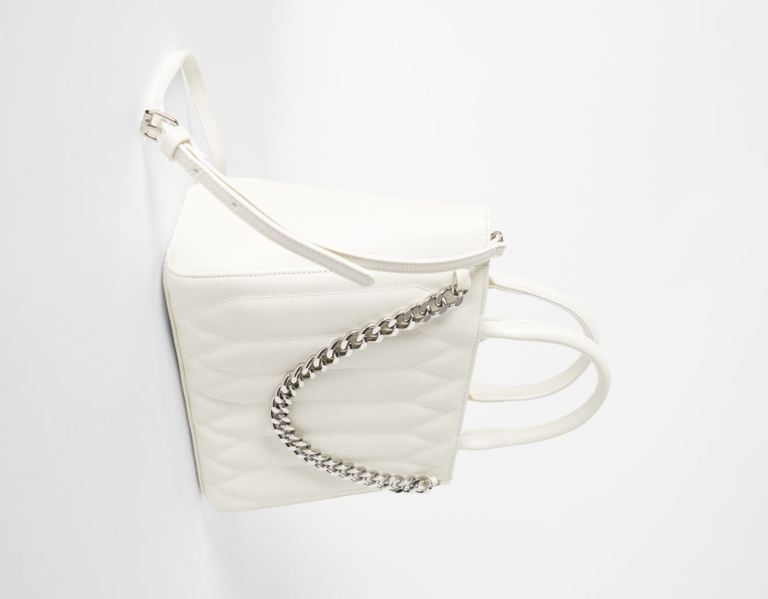 White Women's Bershka Quilted Rigid Tote Bags | PzBDlMzRX5d