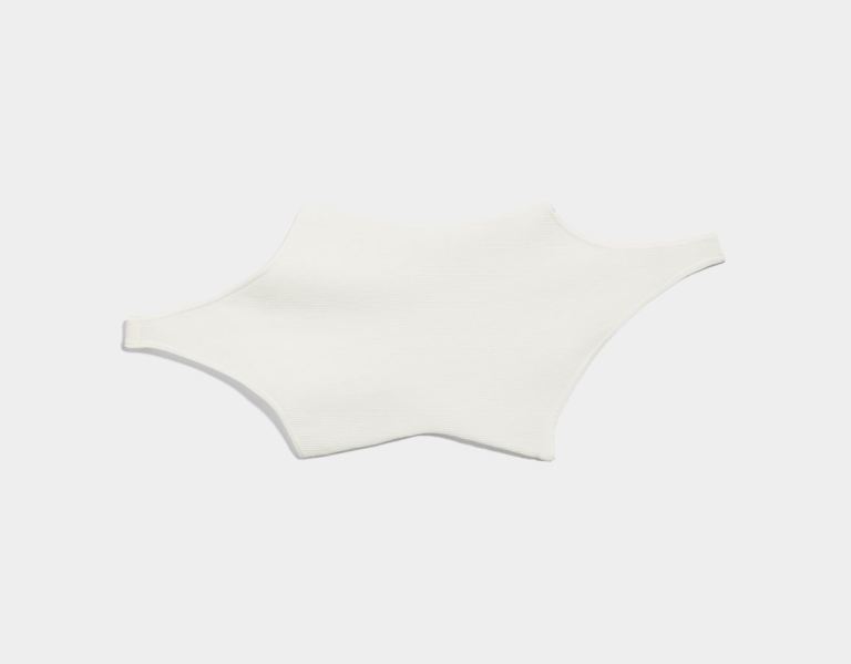 White Women's Bershka Ribbed With Straps Bodysuit | VuyeTdu8McD