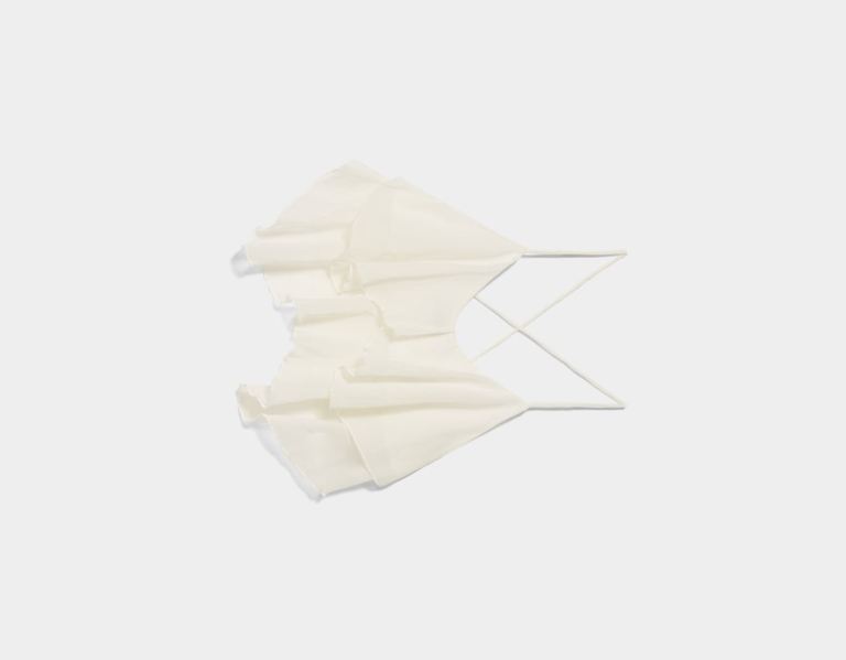 White Women's Bershka Ruffled Tulle With Crisscross Back Tops | 3nMjHjQxiAi