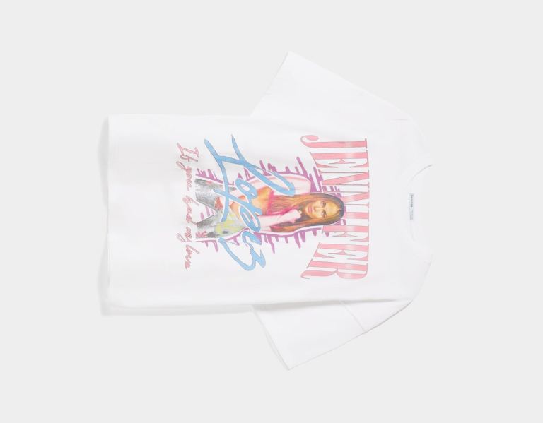 White Women's Bershka Short Sleeve Jennifer Lopez Print T Shirts | 7UOPb3gFVJk