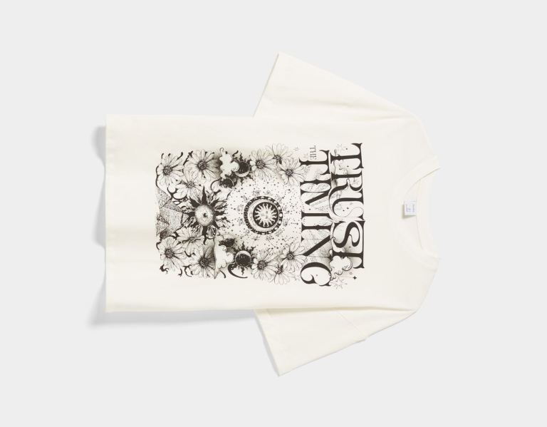 White Women's Bershka Short Sleeve With Print T Shirts | u2c7T7y3IwK