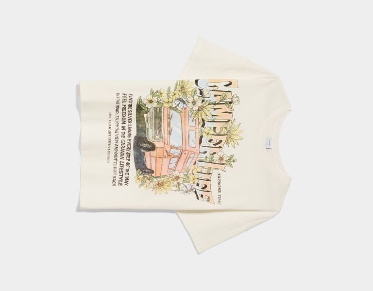 White Women's Bershka Short Sleeve With Print T Shirts | uBSGEJWVnm6