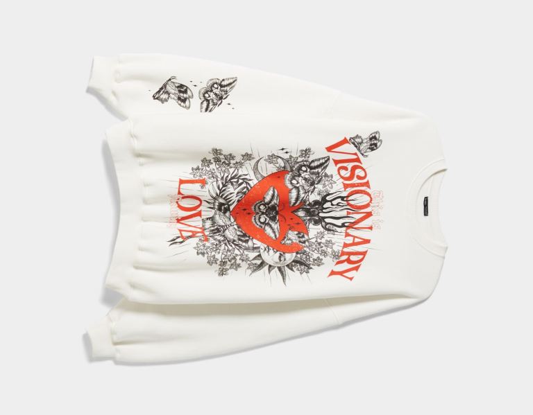 White Women's Bershka Slogan Print Sweatshirts | yarKhwFkdJI