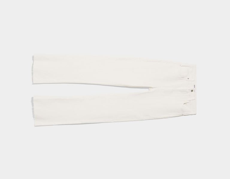 White Women's Bershka Straight Fit Relax Fit With Side Split Hems Jeans | EviDBz9C1Yf