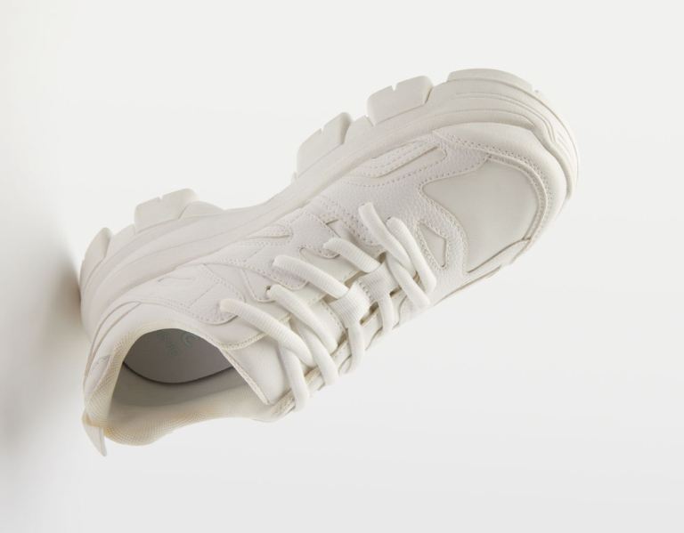 White Women's Bershka Studded Sole Sneakers | feoUrpk9Slx