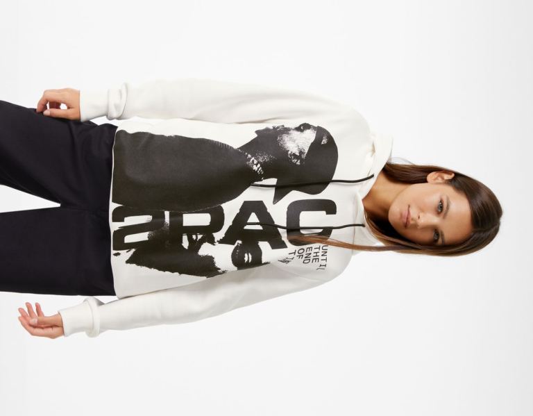 White Women\'s Bershka Tupac Hoodie | vIuhQ1gcOI6