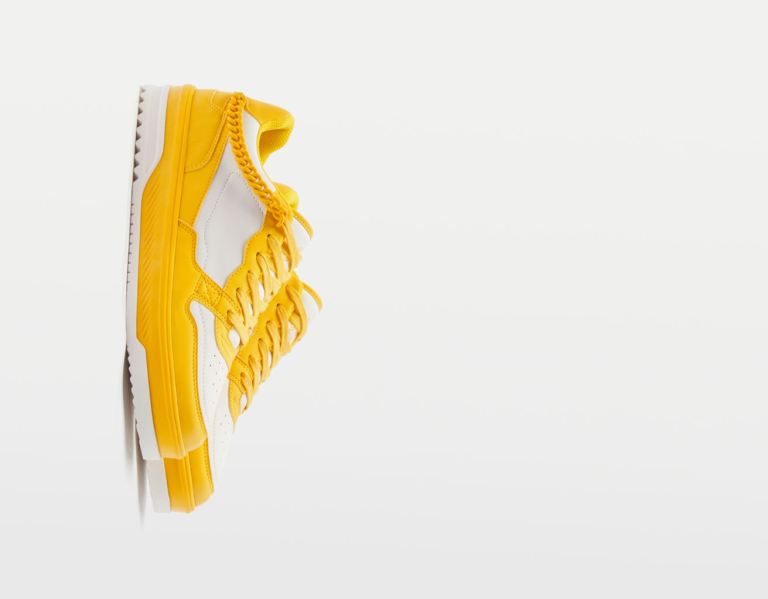 Yellow Men\'s Bershka Contrasting Chain Trainers | 9jz3sksRWsZ