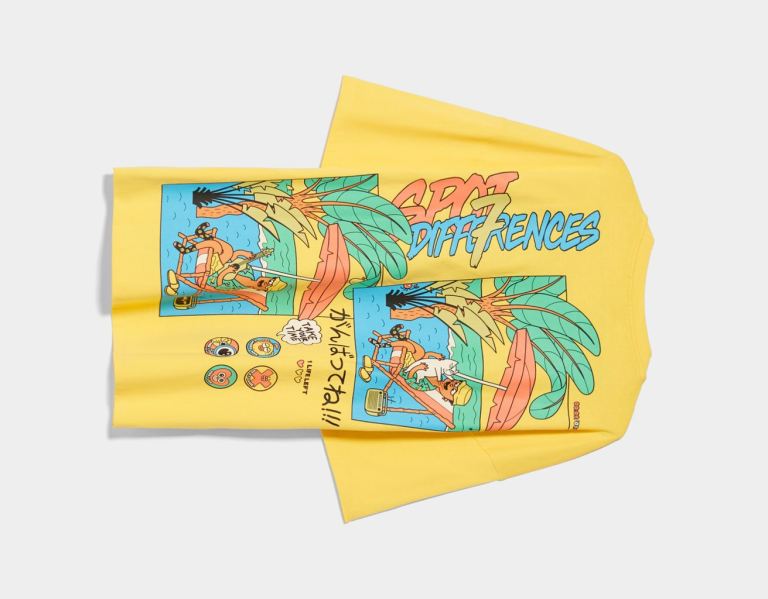 Yellow Men's Bershka Printed Short-sleeve Oversize T Shirts | 87UD86Xa1F9