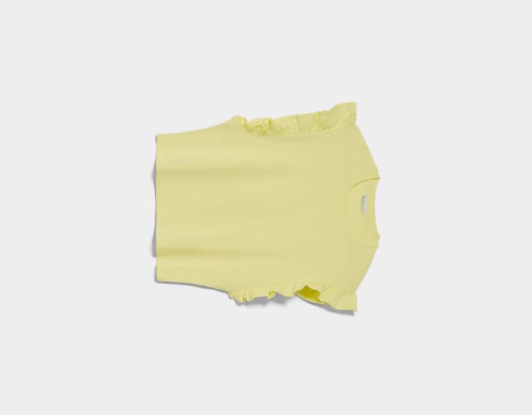 Yellow Women's Bershka Frilled Sleeve T Shirts | o6ZRzK29tka