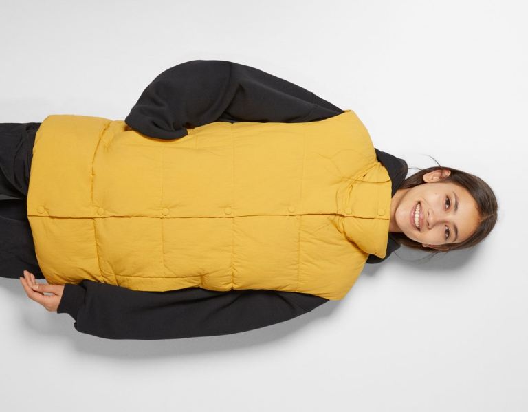 Yellow Women\'s Bershka Long Puffer Gilet Outerwear | XOEM8I7yQrw