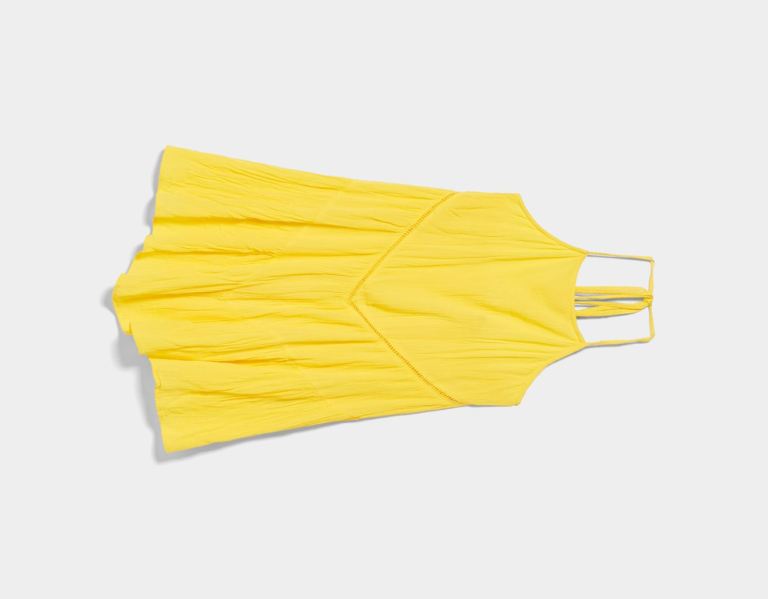 Yellow Women's Bershka Ruffled Crepe Mini Dress | A8XrH6CjzCo