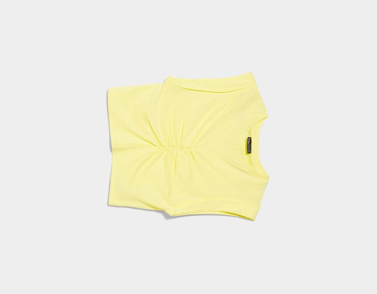 Yellow Women's Bershka Sleeveless Top With Seam Detail And Front Pleat T Shirts | sE1eahAzU8U